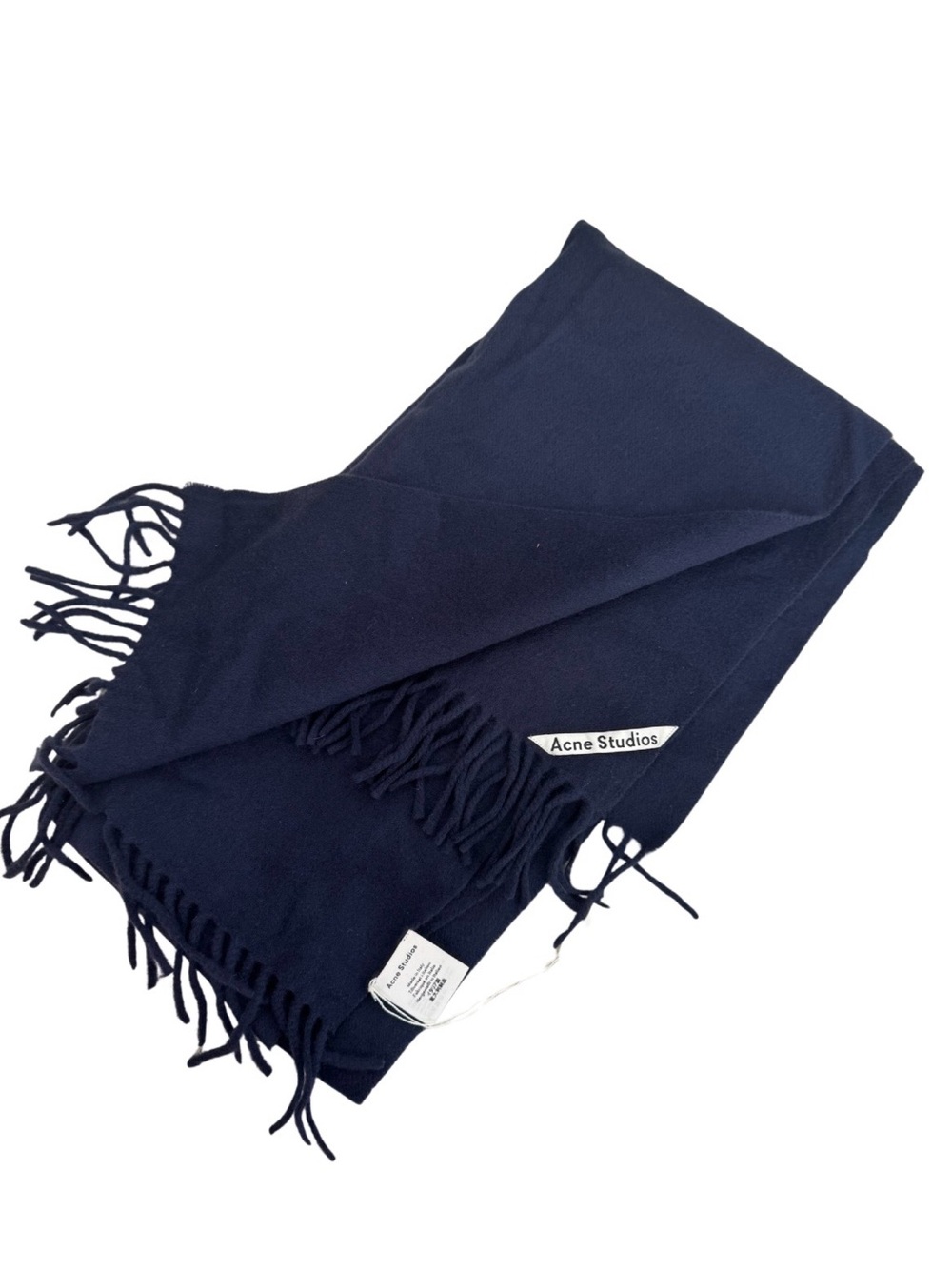 Acne Navy Fringe Wool Scarf NWT
